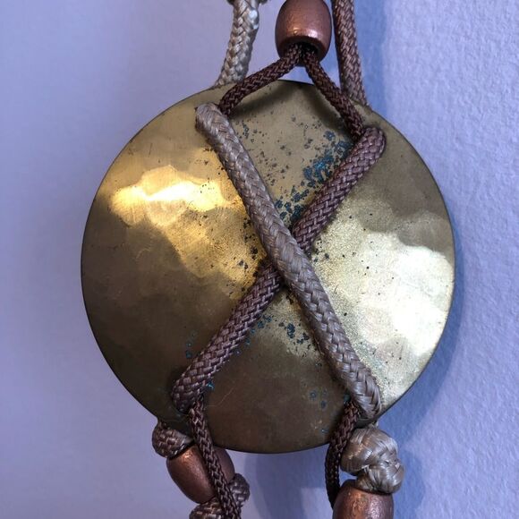 VINTAGE Hammered Brass Circle Knot Rope Belt Gold Statement Waist Hip Boho Gypsy main image 5